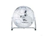 une image représentant un ventilateur blanc posé sur un support métallique, sur fond blanc