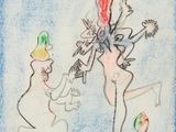 drawing of a man and a woman with a flower in their hands