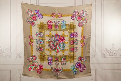 an image of a silk scarf hanging on a wall
