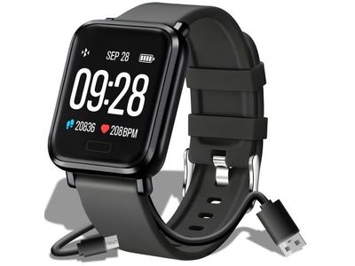 une image représentant une montre connectée à laquelle est branché un câble de recharge