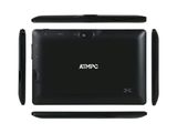 an image of a black tablet computer sitting on top of a white surface