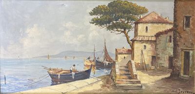 une image d'une peinture de bateaux sur l'eau