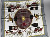 an image of a silk scarf with a picture of a horse and carriage
