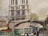 an image of a painting of a bridge over a river
