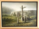 a picture of a painting of a bear in a field