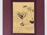 drawing of a woman sitting on a chair with a cat in her lap
