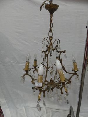 LUSTRE à pampilles à 6 bras de lumière