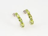 a pair of earrings with peridot stones on a white background