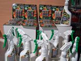 many bottles of cleaning products sitting on a counter