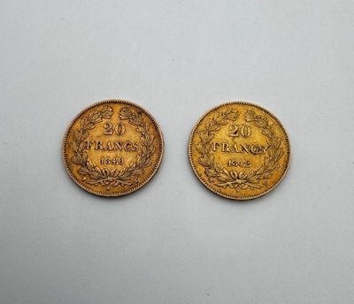Moderne lot de deux 20 Francs Or Louis Philippe tête laurée 1840 W et  - Photo 1