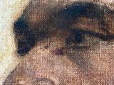 painting of a man ' s face with a beard and mustache