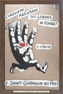 peinture représentant une main tenant un cœur, surmontée d'une bulle de dialogue