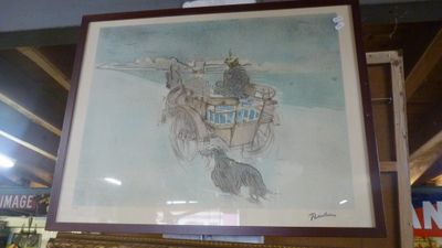 une image représentant un dessin d'un homme à cheval
