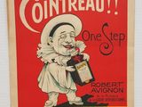 une affiche représentant un clown tenant une bouteille de vin