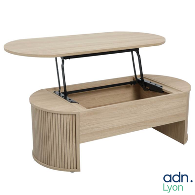 une photo d'une table basse en bois à plateau relevable