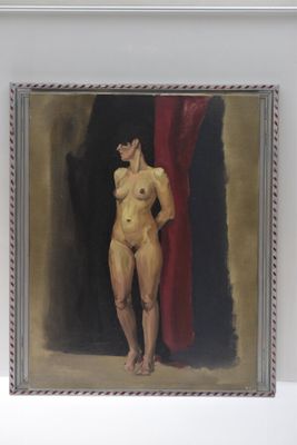 Ecole du XXè siècle, "Nu féminin dans l'atelier", huile sur … - Photo 1