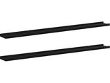 a pair of black shelves with a white background