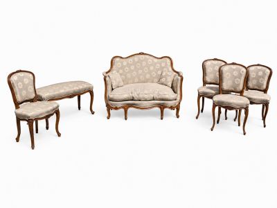 ensemble de six canapés et fauteuils de style Louis XV français