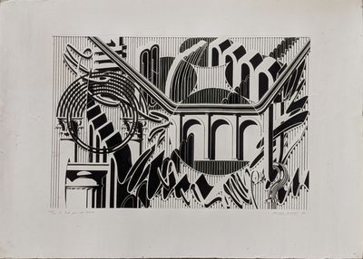 une image d'un dessin en noir et blanc d'un bâtiment