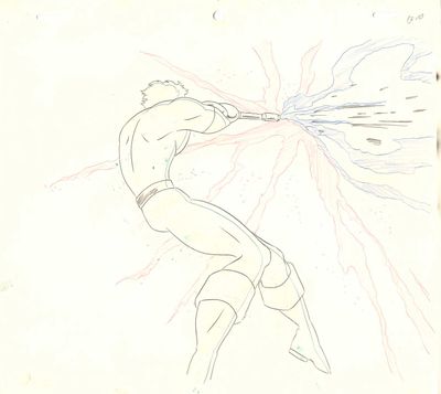 dessin représentant un homme frappant une balle de baseball avec une batte sur un terrain