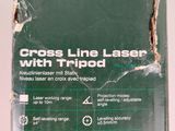 a box with a label on it that says parkside cross line laser with tripod