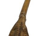a wooden broom with a long handle on a white background