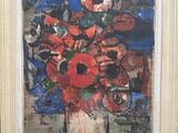 une peinture de fleurs dans un vase sur une table