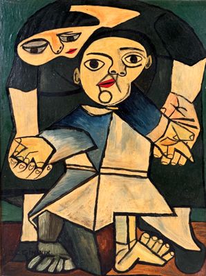 une image d'une peinture représentant une femme tenant un bébé