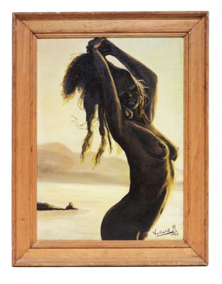 École du XXe siècle. Femme nue au coucher de soleil. - Photo 1