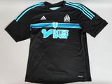 a black shirt with a blue and white logo on it