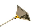 a close up of a metal pole with a yellow handle