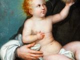 an image of a painting of a man holding a baby
