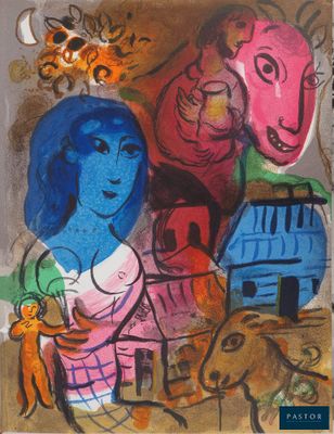 une image représentant un tableau où l'on voit une femme avec un chien et un chat