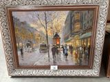 a picture of a painting of a city street scene