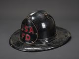an old fireman ' s helmet with the word saf on it