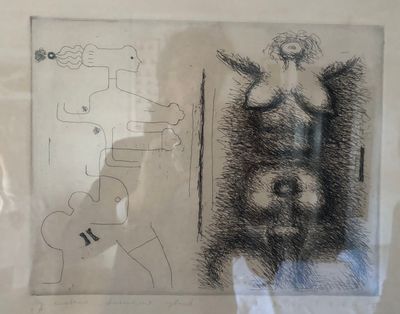 a drawing of a man holding a guitar next to a drawing of a woman