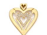 Pendentif en forme de cœur en or jaune 14 carats serti de diamants
