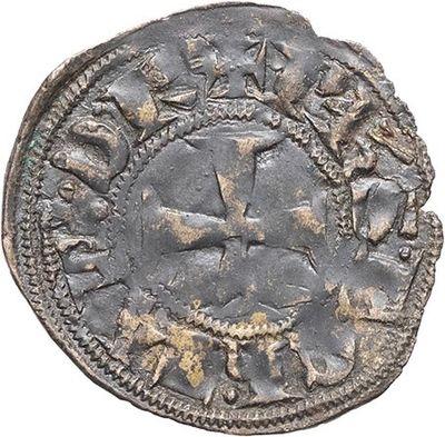 an old coin with a cross on it