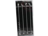 three metal needles in a clear plastic holder on a white background