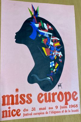 Affiche française pour le festival « Miss Europe » de Nice, Paris, France, 8 août 1968