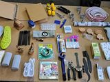 a table with many different items and tools on it