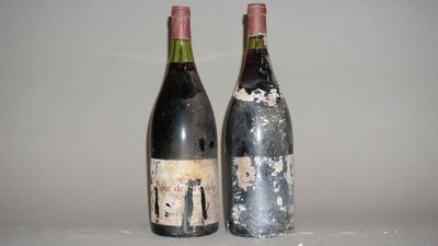 deux bouteilles de vin posées l'une à côté de l'autre sur une table