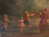 a painting of a group of children playing with a stick
