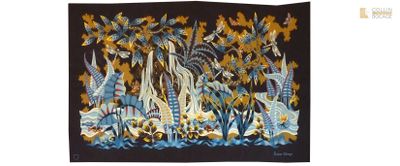 une image représentant une tapisserie sur laquelle figure une forêt