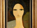 une peinture à l'huile représentant une femme coiffée d'un turban