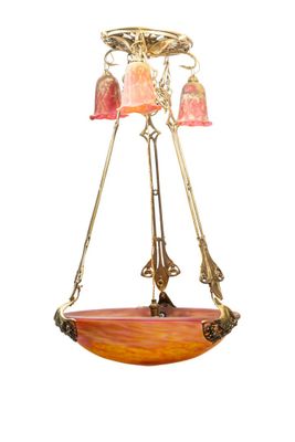 an image of a chandelier with three lights hanging from it