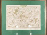 an old map of a country with a green frame