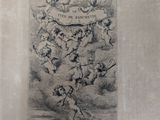 a drawing of a group of angels flying in the sky