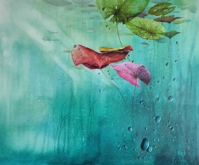 Nicolas PIZY, Nénuphars VI, Aquarelle sur toile. 60 x 80 cm.…