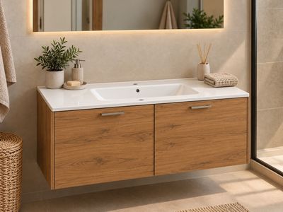 une salle de bain avec un lavabo et un miroir